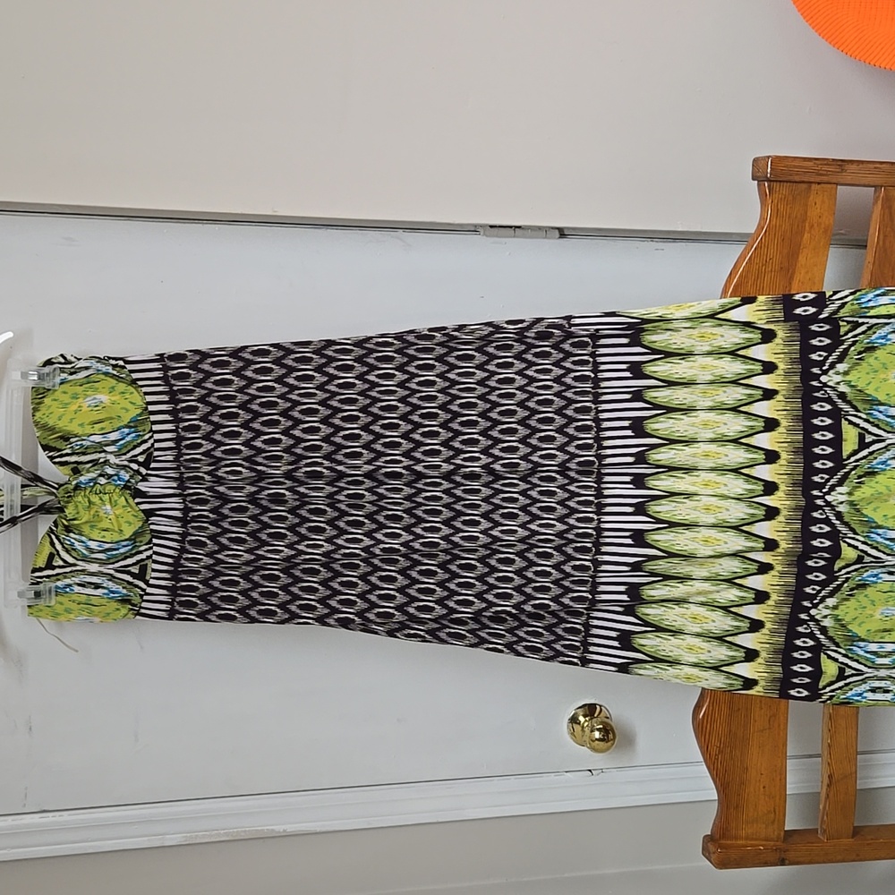 Unbranded long summer dress sleeveless halter multicolored very stretchy